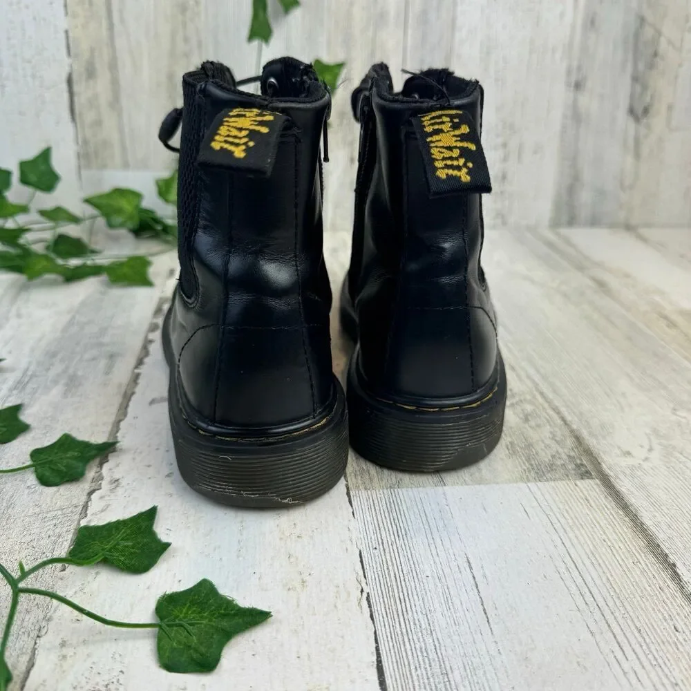 Dr Martens 1460 Harper Black Leather Zipper Unisex Kids Combat Boot Size 3